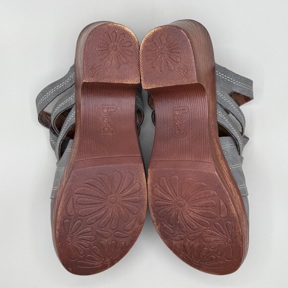 B.Ø.C Gray Leather Wedge Mules Clogs Size 9 Slip On - Picture 9 of 9